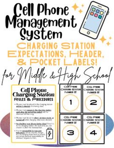 an advertisement for cell phone management system with instructions on how to use it and what to do