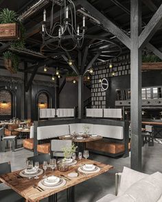 an empty restaurant with tables and chairs