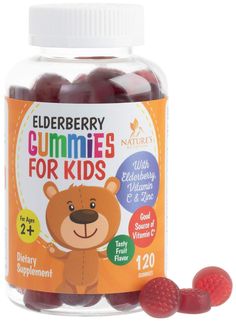 Elderberry Gummies for Kids Extra Strength Sambucus Nigra Gummy Vitamins - Tasty Natural Immune Support - Best Children's Herbal Supplements with Zinc - 120 Gummies Elderberry Extract, Natural Immune Support, Black Elderberry, Elderberry Gummies, Immune Support, Nutella Bottle, Herbal Supplements