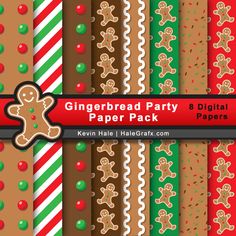 gingerbread party paper pack 8 digital papers