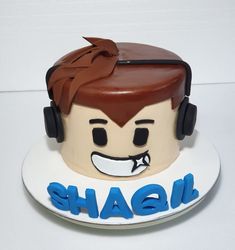 a cake with headphones on top of it