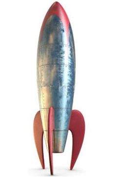 a model of a rocket ship on display