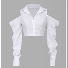 Cheap White Anime Tops, Cute White Shirt, Cropped Shirt, Looks Chic, Kpop Fashion Outfits, White Crop, Kpop Outfits