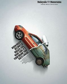 an orange car is shown in this ad for the malaysian motor company motomama