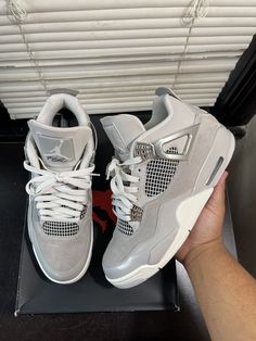 Jordan 4 Women, Frozen Moments, Jordan 4 Retro, Grey Shoes, Super Clean, White Color, Air Jordans, Athletic Shoes