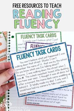 the flueny task cards with text reading flueny and flueny task cards