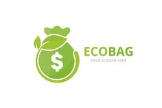 the eco bag logo is green and has leaves growing out of it, as well as a dollar sign