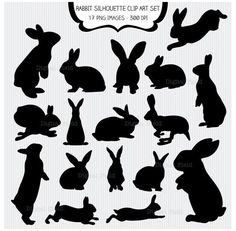 rabbit silhouettes clip art set