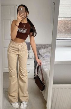 Brown Pants Outfit, Beige Outfit, Brown Outfit, Causual Outfits, Mode Inspo, Teenage Fashion Outfits, Mode Vintage, Instagram Foto