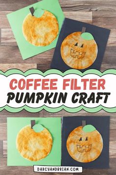 coffee filter pumpkin craft for kids to make