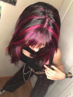 Skunk Hair, Pink And Black Hair, Rectangular Face, Pink Hair Dye, Hair Color Streaks, Hair Streaks, Dyed Hair Inspiration, Men Haircut, Pretty Hair Color