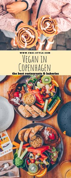 the cover of vegan in openhagen, featuring plates of food and utensils