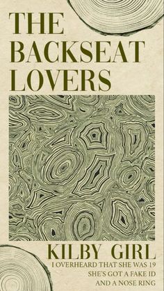 the back seat lover's book cover with wood slices and swirls on it