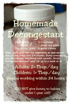 Homemade Decongestant, Apothecary Kitchen, Natural Decongestant, Chest Congestion