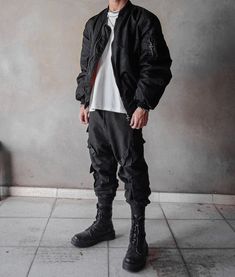 Techwear, Streetwear, Bomber Jacket, Jacket, Cargo Pants, Tech Pants, Emo, Black, Dark, Outfit, Black Outfit, All Black Outfit, Future, Futuristic, Darkwear, Cyberpunk, Chains, Eboy, Anime Boy, Kpop, Fashion, Streetstyle, Techno, Aesthetic, Photography, Urban, Urban Style, Boots, Combat Boots, War Boots, Techwear Outfit, Bomber Jacket Outift, Rings,No face, Monochrome, Monochrome Outfit, Oversize, Oversize Outfit, Oversize Bomber Jacket, Oversized, Necklace, Necklaces, Streetwear Combat Boots, Black Boots Men Outfit Aesthetic, Militarycore Outfits Men, Men’s Combat Boots Outfit, Simple Techwear Outfit Men, Black Boot Outfits Men, Men Combat Boots Outfit