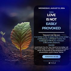 an ad for the love is not easily provoked campaign with a leaf sprout