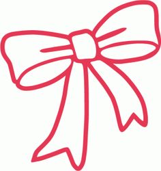 a red ribbon with a bow on the end is shown in an outline drawing style