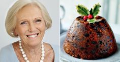 an older woman is smiling next to a cake with holly on top and another photo of the same person