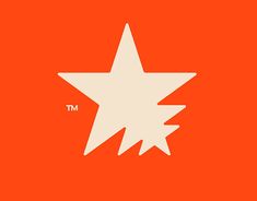 an orange background with a white star in the center and m on it's side