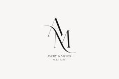 the initials for avery and miles are shown in black on a white background with an elegant monogram