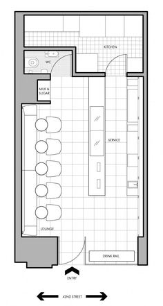 the floor plan for a restaurant with seating areas