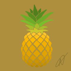 a drawing of a pineapple on a brown background