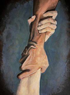 a painting of two hands holding each other