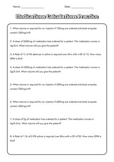 the worksheet is filled with information about medicationss