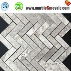 marble mosaic tile with black and white herringbone pattern on the floor, wall or ceiling