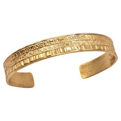 The Osiris Cuff, crafted from 14k yellow gold, inspired by the mystique aesthetics of ancient Egypt. Combining sleek and simple lines with a contemporary interpretation of hieroglyphs, this enchanting piece embodies mystic and empowering energy, transporting its wearer to a golden age. Ancient Egyptians revered hieroglyphs as "the words of God," and the Osiris Cuff artfully captures this powerful symbolism. Its captivating design weaves the rich heritage of Egyptian mystique into a modern and we Words Of God, Egyptian Bracelet, Egypt Jewelry, Ancient Egyptians, Jade Jewelry, Custom Bracelets, Look Plus, Simple Lines, Ancient Egyptian