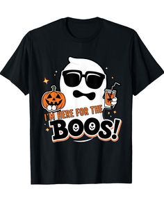 Looking for a Funny, laid-back Halloween look? This "I'm Here for the Boos" ghost t-shirt is perfect for those who want to celebrate Halloween with humor. Whether you're dressing up for a costume party or just enjoying some spooky family fun, this design is an easy and comfortable option. Perfect for those who prefer a simple, funny Halloween costume idea without the hassle of full costumes. Halloween Tshirt Design Ideas, Halloween Tshirt Designs, Tshirt Design Ideas