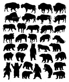 the silhouettes of animals in different poses and sizes - animals characters, objects & objects