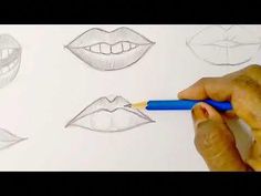 someone is drawing different lips with a pencil