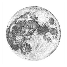 a black and white drawing of the moon