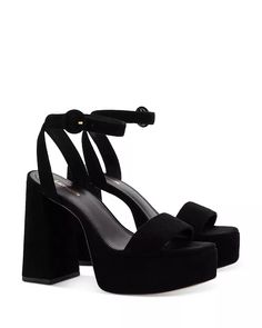 Larroudé - Women's Dolly High Heel Platform Sandals Cute Black Heels, High Heel Platform Sandals, High Heels For Prom, Shoes Outfit Fashion, Black Shoes Heels, Prom Heels, Black Platform Heels, High Heel Platform, Chunky High Heels