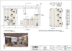 an architectural drawing of a kitchen and living room with wood flooring, ceiling lighting, and