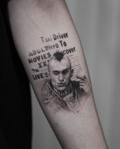 a man with a tattoo on his arm that says, tati driver movies to recover