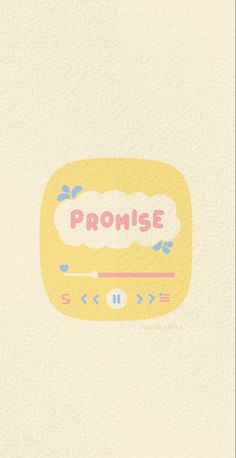 the words promise are written in pink and blue on a yellow background with an arrow