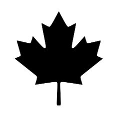 a black and white silhouette of a maple leaf