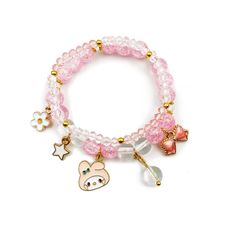 PRICES MAY VARY. Cinnamoroll Bracelet--Cute bracelet comes in three styles,Contains heart,star,moon,flower and bows pendants,Exquisite design and three fresh colors add glamour to your beauty.The best for your daughter My Melody Braclet Size--The bow anime bracelets are 2.5inch(8CM) in diameter.Elastic length.Can fit any size wrist Kawaii Pearl Bracelets--The cartoon bracelet has a double layered design and made of crystal stone,,safe to wear.Can be worn alone or together according to your dress Sanrio Charm Bracelet, Cinnamoroll Bracelet, My Melody Bracelet, Pink Cinnamoroll, Cinnamoroll Christmas, Cartoon Bracelet, Pink Bracelets, Kawaii Bracelet, Pearl Bracelet Jewelry