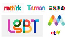 the logos for different brands are shown in various colors and shapes, including letters that appear to be multicolored