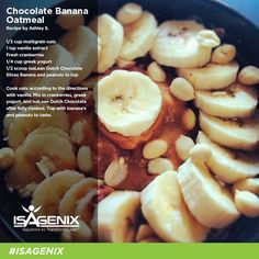 chocolate banana and cashews in a skillet with the words, chocolate banana oatmeal