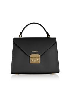 Peggy Leather Top Handle Satchel Bag crafted in smooth genuine Italian calf leather, goes beyond elegance with its structured silhouette exuding charm season after season. Carry by the handle or go hands free with the detachable shoulder strap. Featuring flap top push lock closure, top handle, detachable shoulder strap, internal pocket, tonal stitching and gold tone hardware. Black color. Made in Italy. 100% Calf Leather  When not being used,  we suggest to avoid storing the bag in humid places or near heat sources.  We suggest to store it in its dust bag. Top Handle Bags, Handbag Shoes, Satchel Bag, Women Accessories Bags, Leather Top, Satchel Bags, Hands Free, Luggage Bags, Leather Crossbody Bag