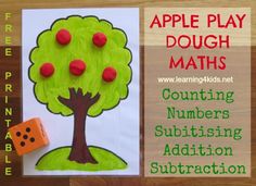 an apple play dough maths activity for kids to practice counting numbers and addition subtraction