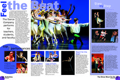 an article in the dance magazine features photos of dancers and text that reads feel the beat