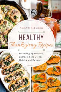 healthy thanksgiving recipes including appetizers, drinks and desserts