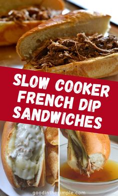 slow cooker french dip sandwiches on a plate