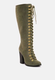 sleet-slay antique olive heeled calf boot_olive Girls Bed, Luxury Boots, Wrap Shoes, Halloween 2023, Antique Metal, Calf Boots, Tie Shoes, Party Shoes, Look Chic