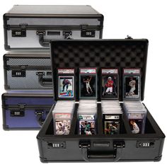 an open briefcase filled with lots of baseball cards