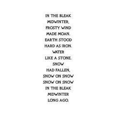 a poem written in black and white on a white background with the words, snow